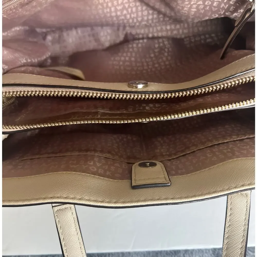 Kate Spade Saffiano Cream Leather Evangelie Laurel Way Satchel Crossbody Handbag